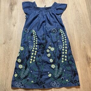 Allison New York Off The Shoulder Denim Embroidered Floral Mini Dress XS